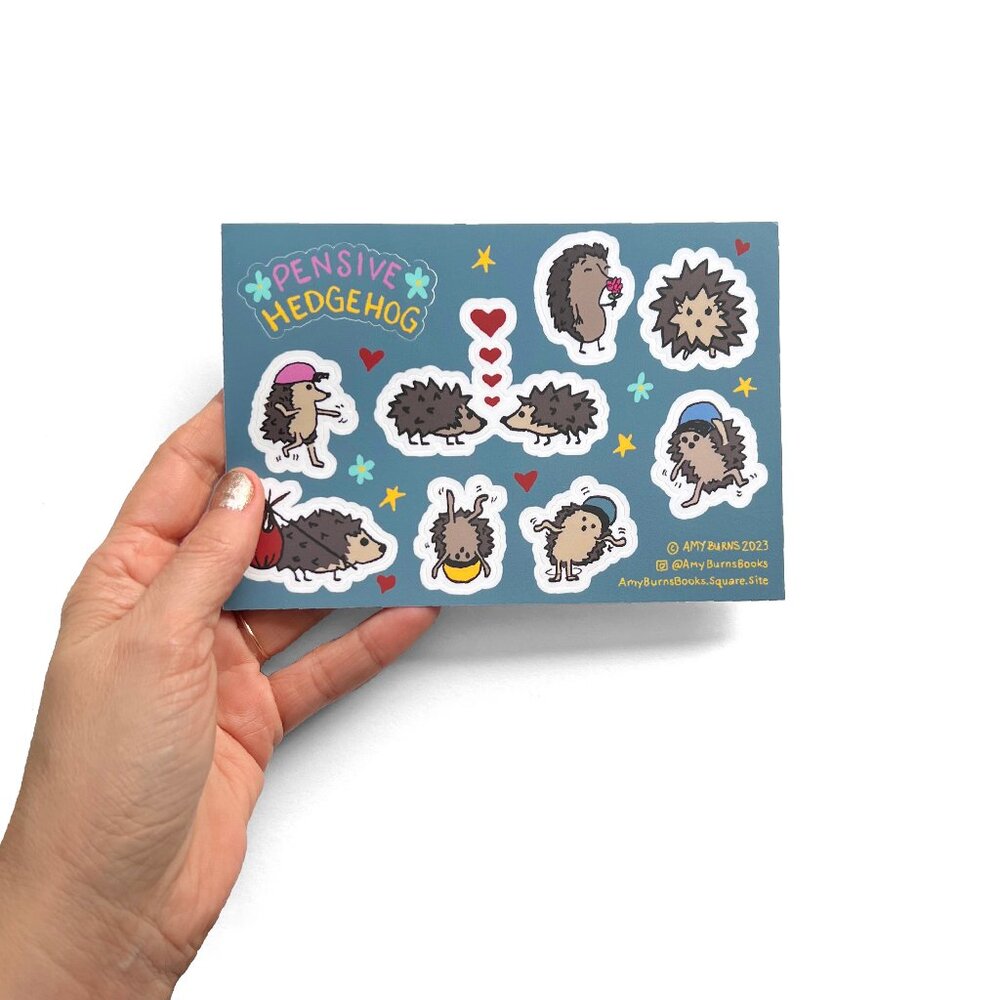 Pensive Hedgehog Sticker Sheet - Picture 2 of 2